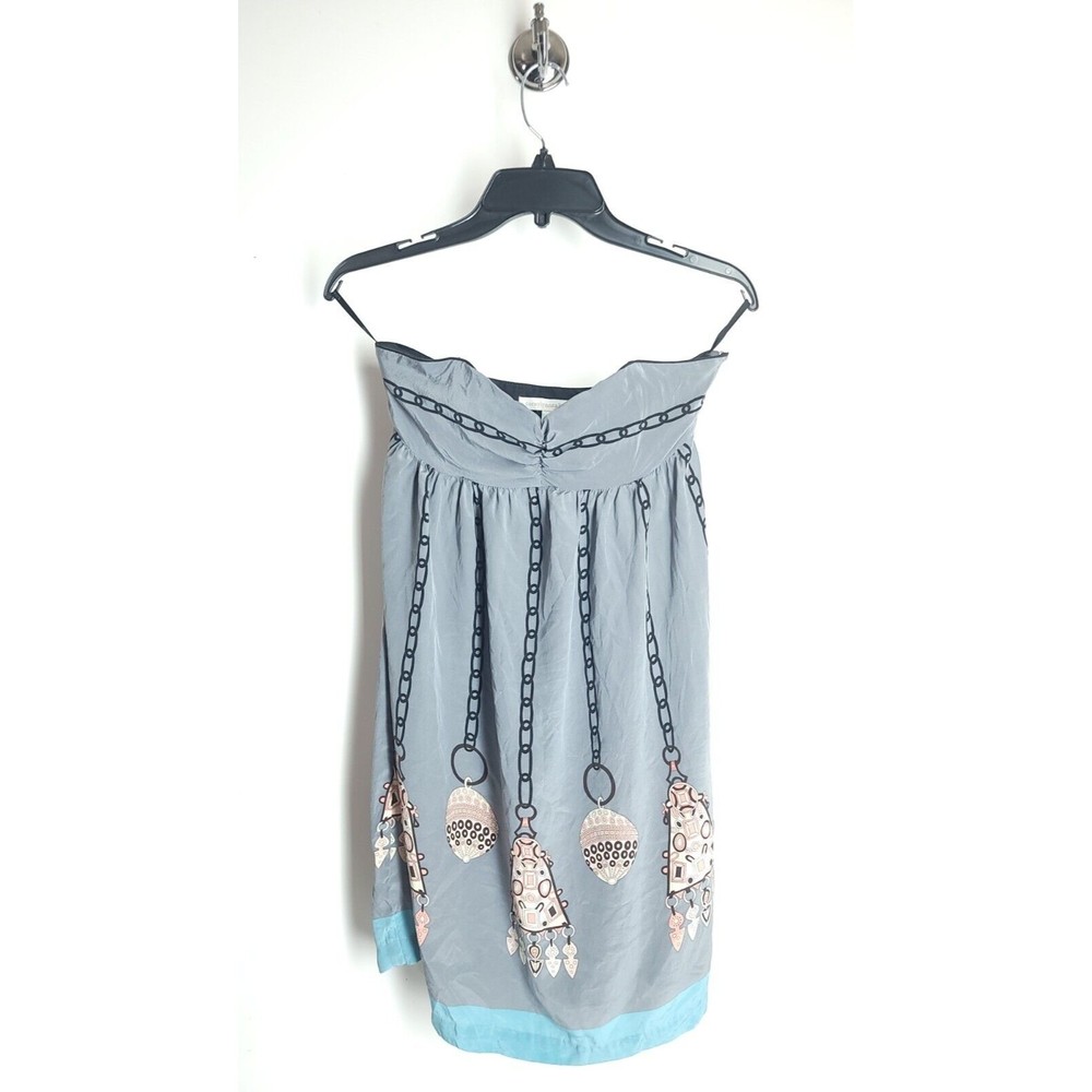 Anthropologie Corey Lynn Calter Gray 100% Silk Strapless Mini Dress Size 2